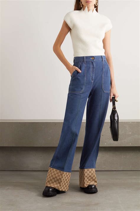 gucci denim pants womens|Gucci wide leg pants.